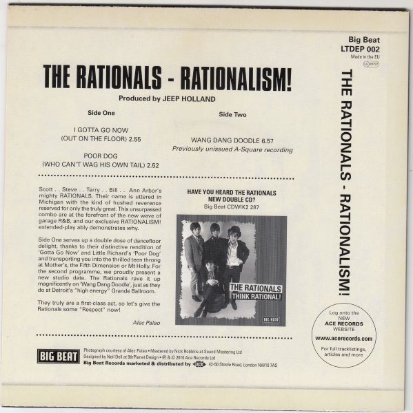 Rationalism EP - I Gotta Go Now / Poor Dog / Wang Dang Doodle - Image 2