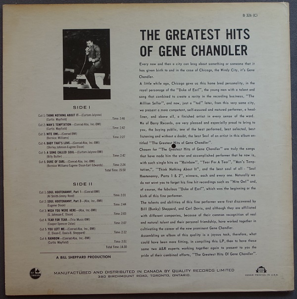 Greatest Hits Of Gene Chandler - Image 2