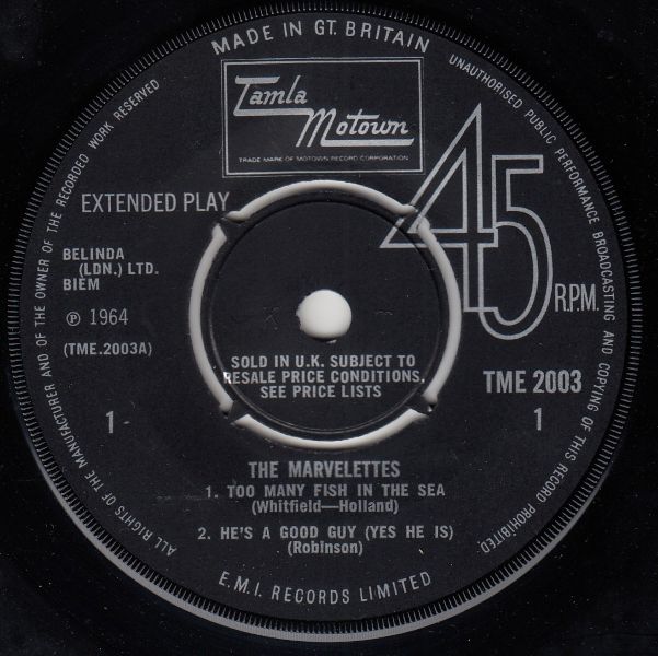 The Marvelettes EP - Too Many Fish In The Sea / He's A Good Guy / You're My Remedy / Little Girl Blue - Image 3