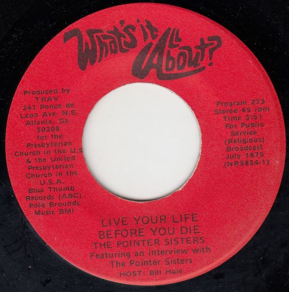 What's it All About : Tommy / Pointer Sisters - Live Your Life Before You Die - Image 2