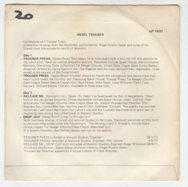 Rebel Trouser EP: Trouser Freak / Trouser Press / Release Me / Drop-Out - Image 2