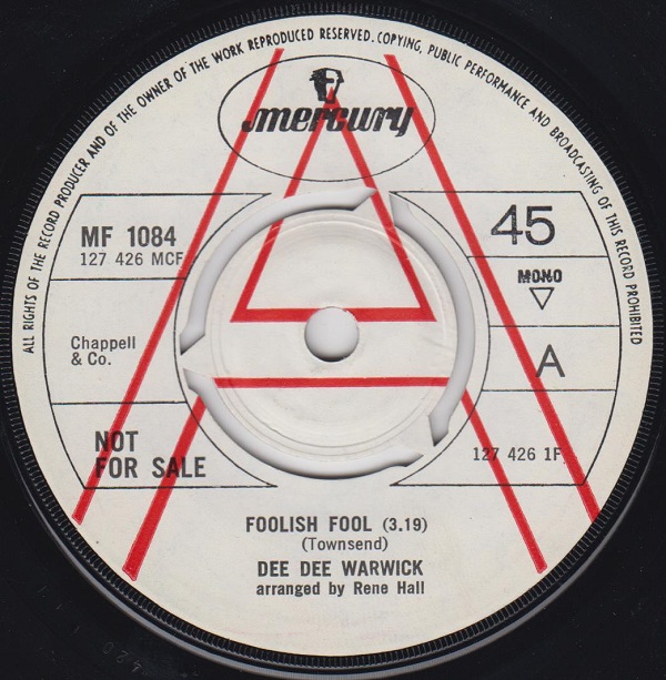DEE DEE WARWICK - Foolish Fool / Thank God - Disque 45T (SP 2 titres)