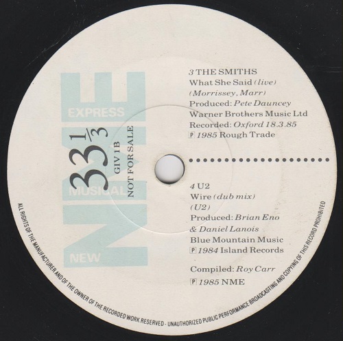 What She Said / U2 - Wire / Bronski Beat - Hard Rain / Cocteau Twins - Ivo NME Readers' Poll Winners 84