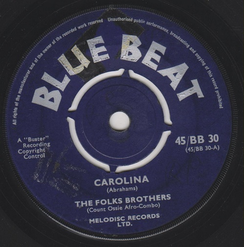 FOLKS BROTHERS - Carolina / I Met A Man - Disque 45T (SP 2 titres)