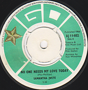 No One Needs My Love Today / If Trees Could Talk