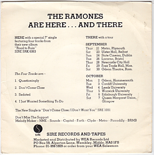 Are Here And There : Spoken Intro From Joey / Questioningly / Don't Come Close / Sedated / I Just Wanna Have Something To Do