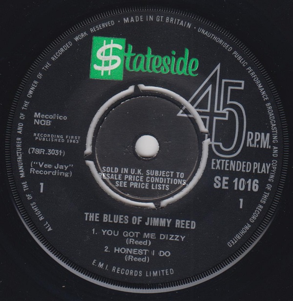 The Blues Of Jimmy Reed EP : You Got Me Dizzy / Honest I Do / Boogie In The Dark / The Sun Is Shining - Image 3