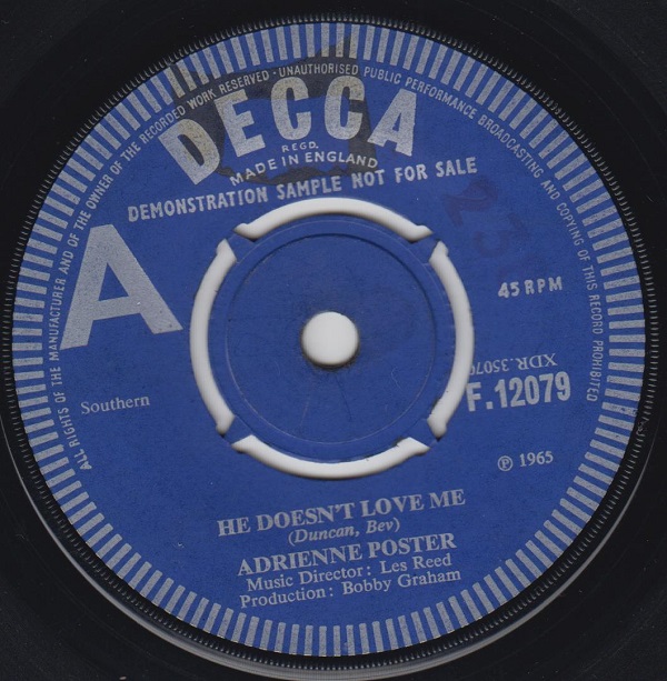 ADRIENNE POSTER - He Doesn't Love Me / The Way You Do The Things You Do To Me - 7inch (SP)