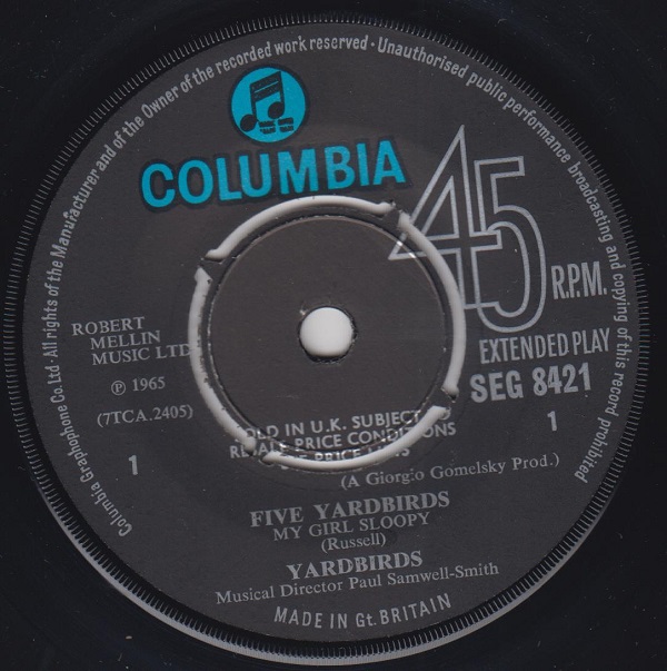 Five Yardbirds EP : My Girl Sloopy / I'm Not Talking / I Ain't Done Wrong - Image 2