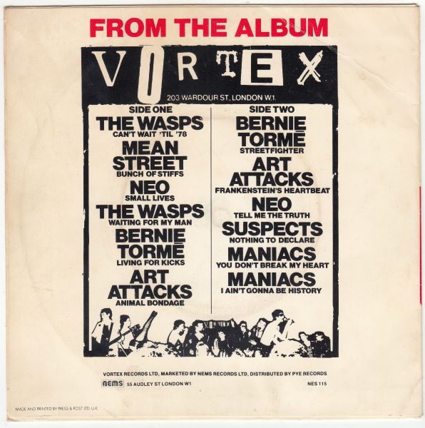 Vortex Live : Can't Wait Til '78 / Mean Street - Bunch Of Stiffs - Image 2