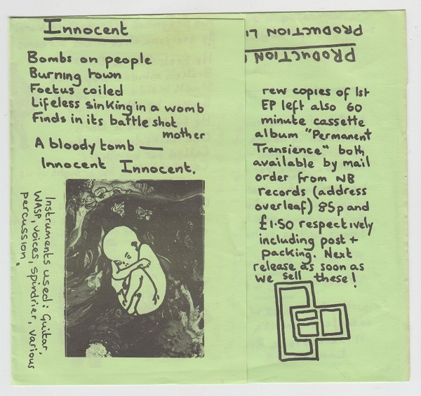 Production Line E.P. : Dig / Production Line / He Feels Like A Doris / I Like Sound / Innocent - Image 2