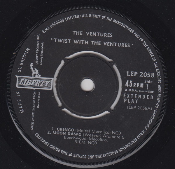 Twist With The Ventures EP : Gringo / Moon Dawg / Sunny River / Guitar Twist - Image 2