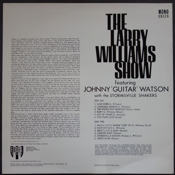 The Larry Williams Show Featuring Johnny 'Guitar' Williams with The Stormsville Shakers - Image 2