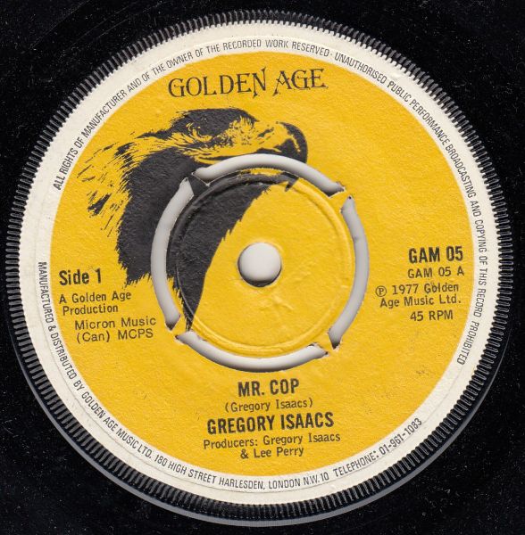 GREGORY ISAACS - Mr. Cop / Mr. Cop Dub - Disque 45T (SP 2 titres)