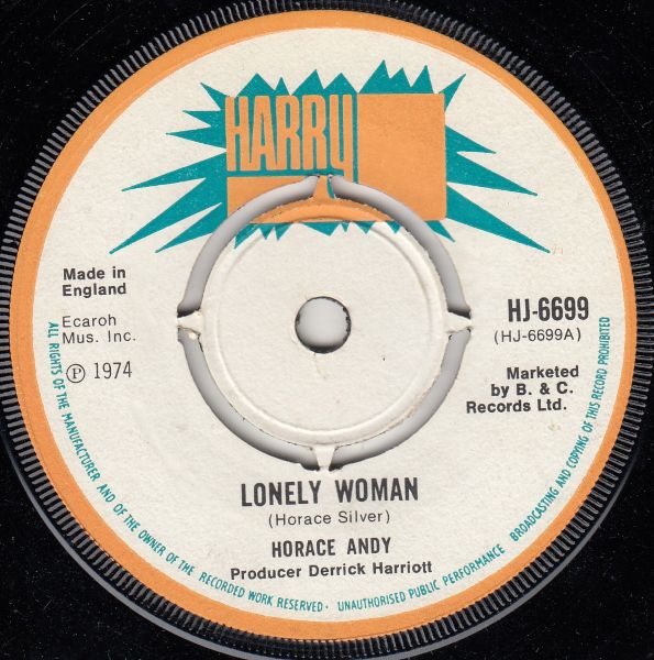 HORACE ANDY - Lonely Woman / Lonely Woman Instrumental - Disque 45T (SP 2 titres)